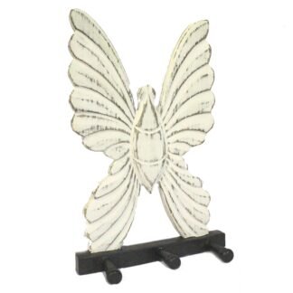 Wooden Coat Hanger - Butterfly Whitewash X 1