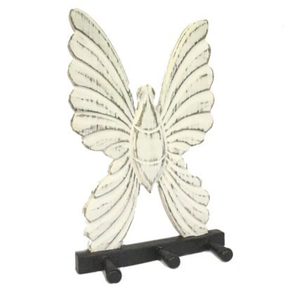 Wooden Coat Hanger - Butterfly Whitewash X 1