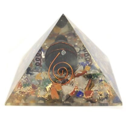Med Orgonite Pyramid 60mm Gemchips, Copper, Turtle X 1