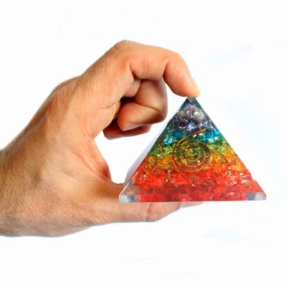 Lrg Orgonite Pyramid 70mm - Chakra Gemchips X 1 - Image 3