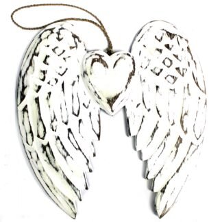 Hand Crafted Double Angel Wing & Heart - 24cm X 1