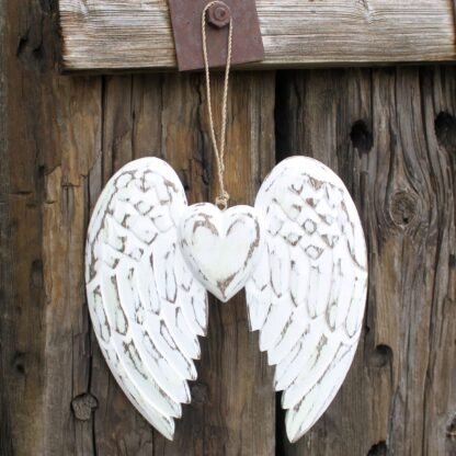 Hand Crafted Double Angel Wing & Heart - 24cm X 1 - Image 3