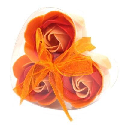 Set of 3 Soap Flower Heart Box - Peach Roses X 1