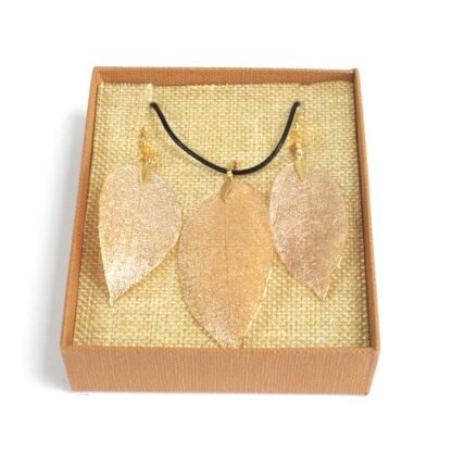 Necklace & Earring Set - Bravery Leaf - Gold X 1