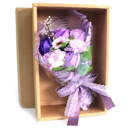 Boxed Hand Soap Flower Bouquet - Purple X 1