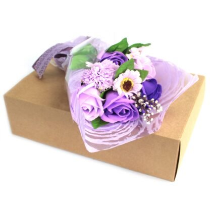 Boxed Hand Soap Flower Bouquet - Purple X 1 - Image 2
