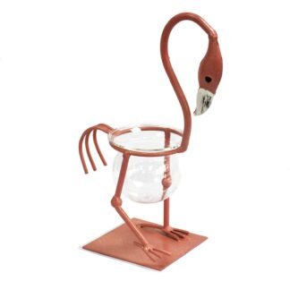 Hydroponic Home Decor - Pink Metal Flamingo Des 1 X 1
