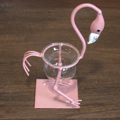 Hydroponic Home Decor - Pink Metal Flamingo Des 1 X 1 - Image 2