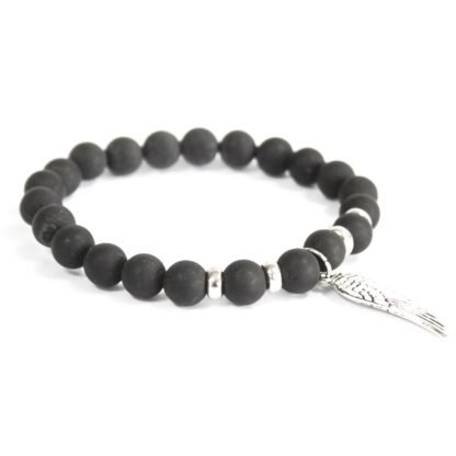 Angel Wing / Black Agate - Gemstone Bracelet X3