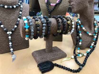 Angel Wing / Black Agate - Gemstone Bracelet X3 - Image 2