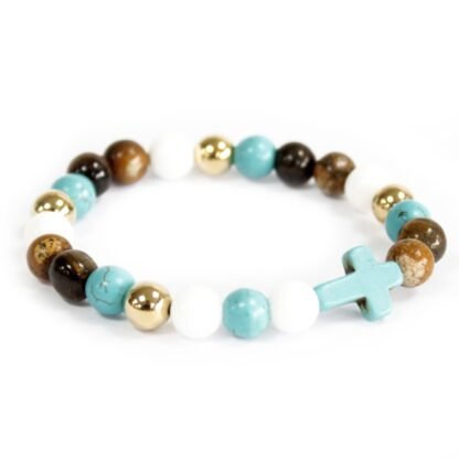 Turquoise Cross / Royal Beads - Gemstone Bracelet X3