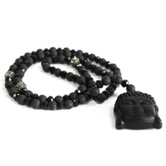 Buddha / Black Stone - Gemstone Necklace X 1