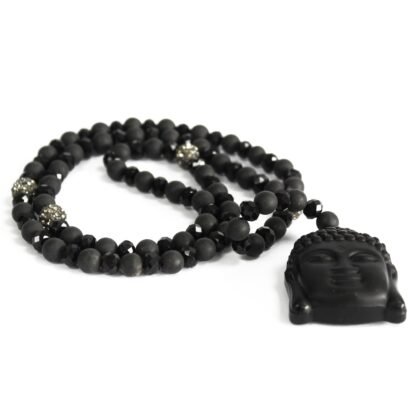 Buddha / Black Stone - Gemstone Necklace X 1