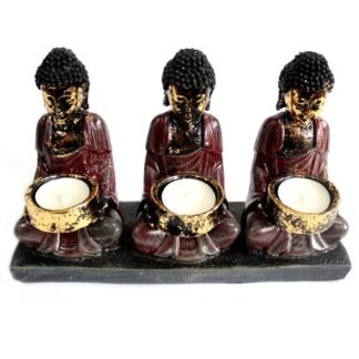 Antique Buddha - Three Devotees Candle Holder X 1