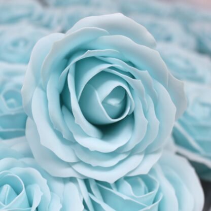 Craft Soap Flowers - Lrg Rose - Baby Blue X 10 - Image 4