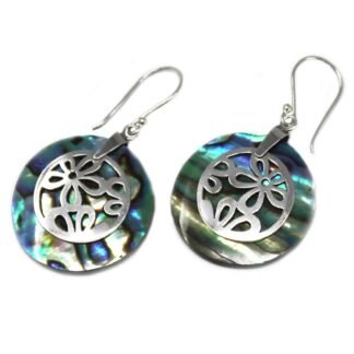 Shell & Silver Earrings - Flowers - Abalone X 1