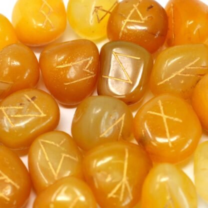 Runes Stone Set in Pouch- Yellow Onyx X 1
