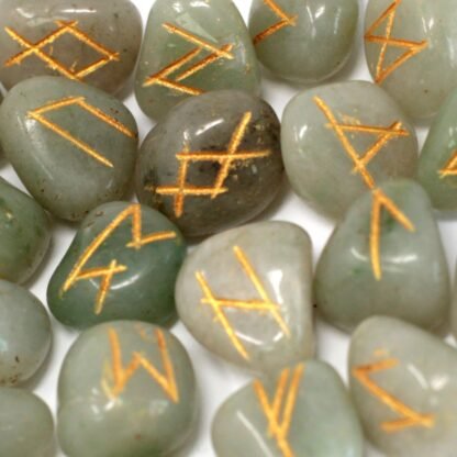 Runes Stone Set in Pouch - Green Aventurine X 1
