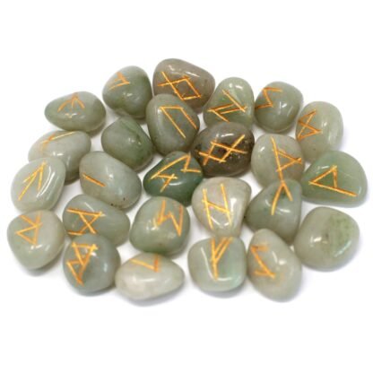 Runes Stone Set in Pouch - Green Aventurine X 1 - Image 2