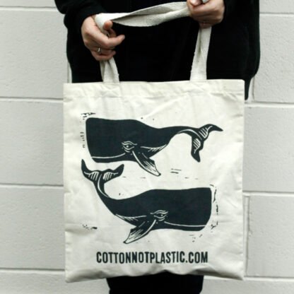 Lrg Natural 6oz Cotton Bag 38x42cm - WHALES X 1 - Image 4
