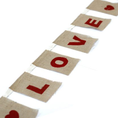 Natural Bunting  I LOVE YOU (large with hearts) X 1 - Image 3