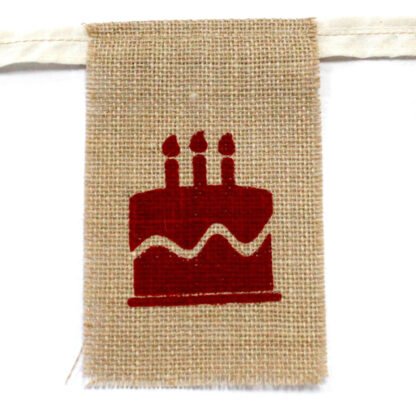 Natural Bunting  HAPPY BIRTHDAY (small with cake) X 1