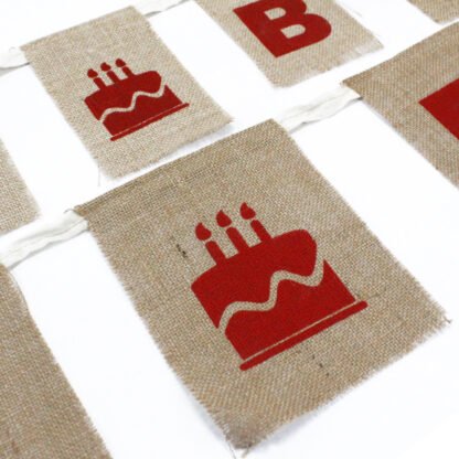 Natural Bunting  HAPPY BIRTHDAY (small with cake) X 1 - Image 3