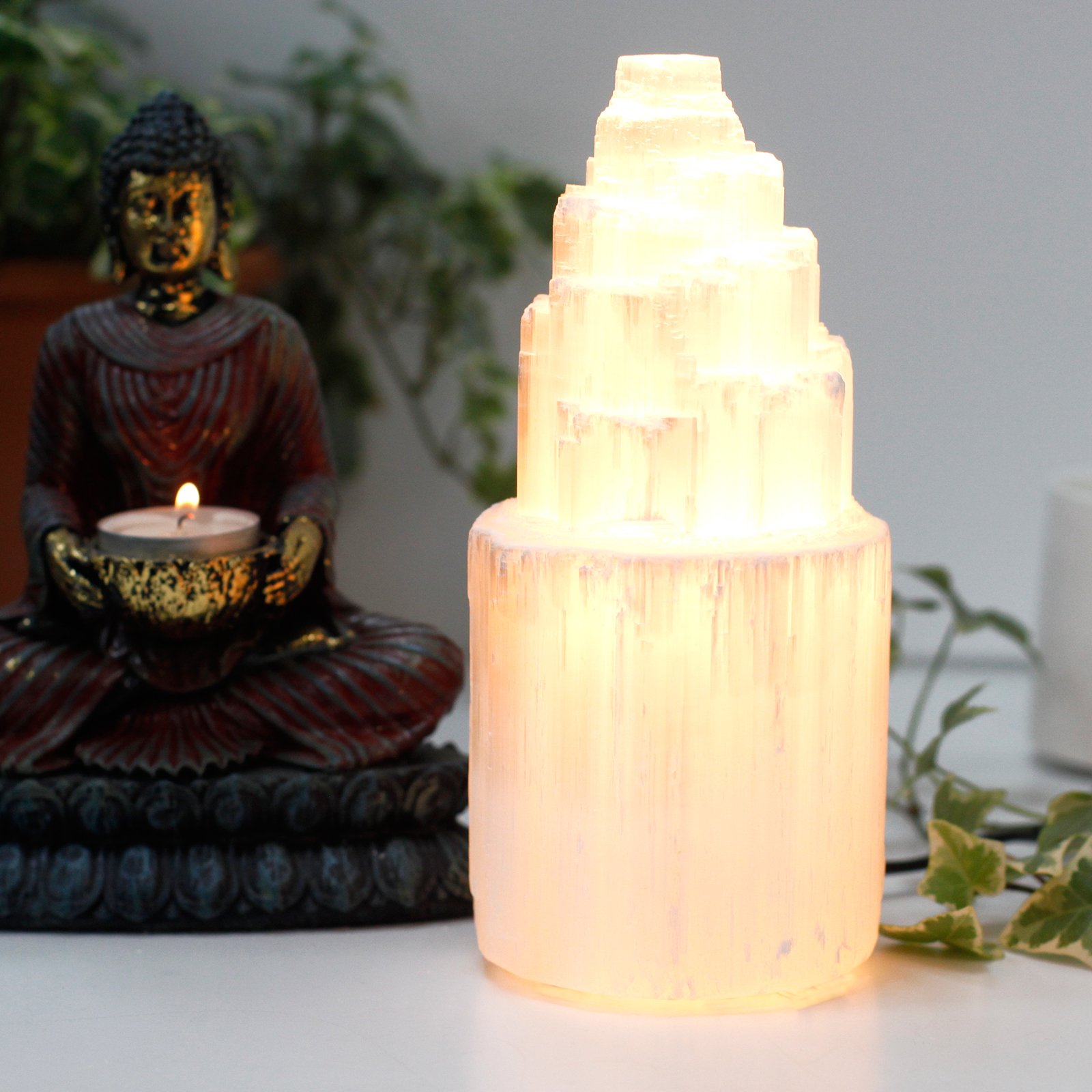 Natural Selenite Tower Lamp - 20 cm X 1 - Image 2