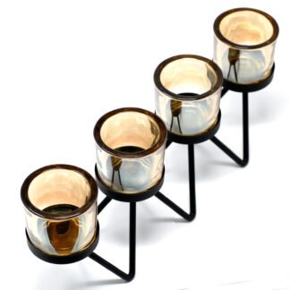 Centre X Iron Votive Candle Holder - 4 Cup Zig Zag X 1