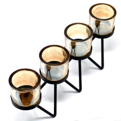 Centre X Iron Votive Candle Holder - 4 Cup Zig Zag X 1