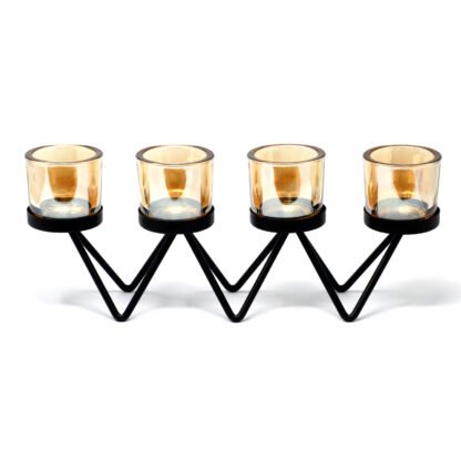 Centre X Iron Votive Candle Holder - 4 Cup Zig Zag X 1 - Image 2