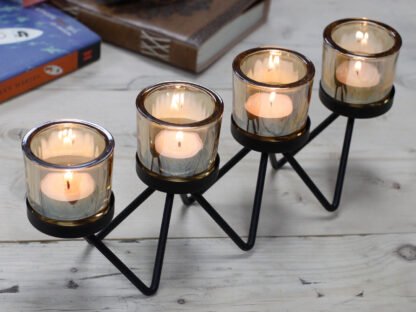 Centre X Iron Votive Candle Holder - 4 Cup Zig Zag X 1 - Image 3