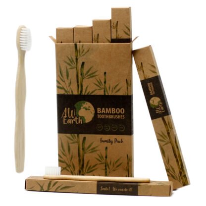 Bamboo Toothbrush - White - Family Pack of 4 - Med Soft X 1