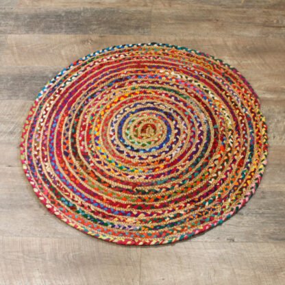 Round Jute and Recycled Cotton Rug - 90 cm X 1 - Image 2
