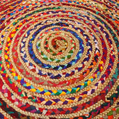 Round Jute and Recycled Cotton Rug - 90 cm X 1 - Image 3