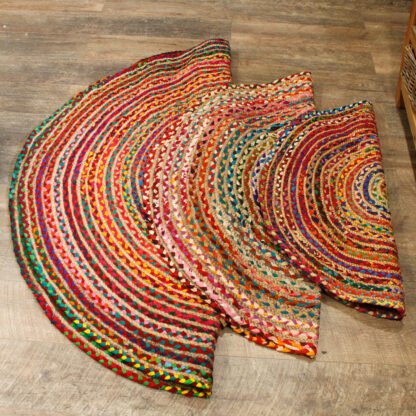 Round Jute and Recycled Cotton Rug - 90 cm X 1 - Image 4