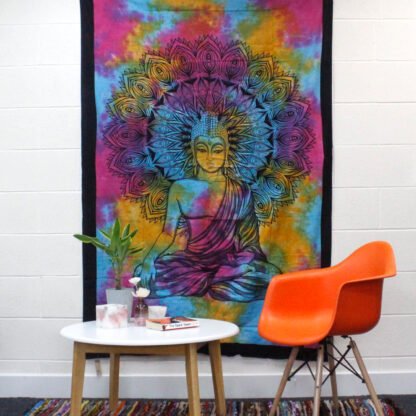 Single Cotton Bedspread + Wall Hanging - Black Hamsa X 1 - Image 5