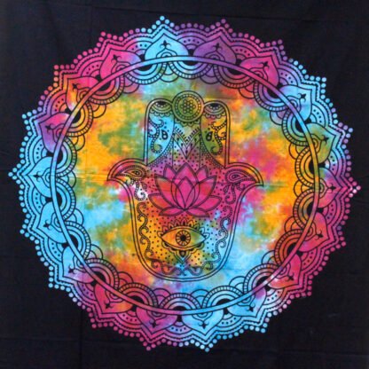 Single Cotton Bedspread + Wall Hanging - Black Hamsa X 1 - Image 3
