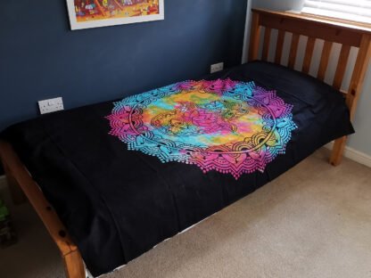 Single Cotton Bedspread + Wall Hanging - Black Hamsa X 1 - Image 7