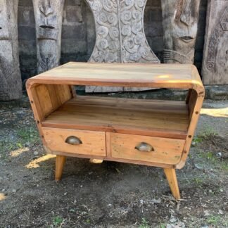 Small TV Stand with 2 Draws Round - Recycled Wood X 1
