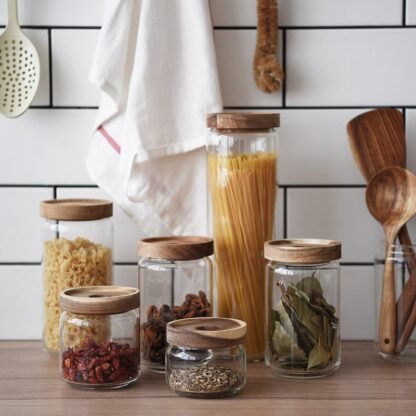 Cottage Bamboo Glass Jar - 10cm X 1 - Image 2