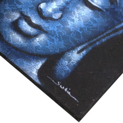 Buddah Painting - Blue Brocade Detail X 1 - Image 2