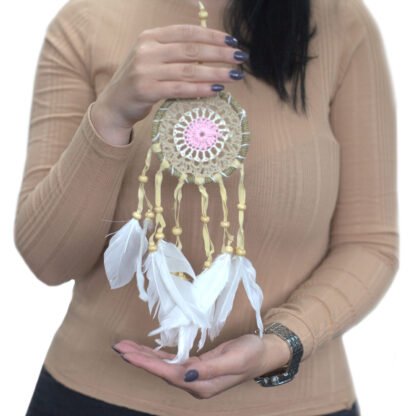 Pastel Pink Macrame Dream Catcher 9cm (asst colours) X6 - Image 2