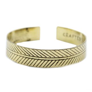 Brass Tibetan Bracelet - Wide Tribal Leaf X 1