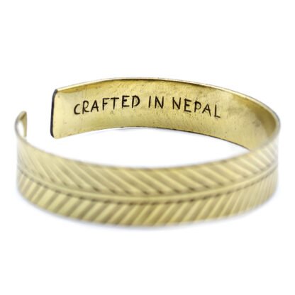 Brass Tibetan Bracelet - Wide Tribal Leaf X 1 - Image 2