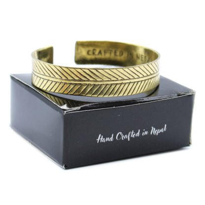 Brass Tibetan Bracelet - Wide Tribal Leaf X 1 - Image 3
