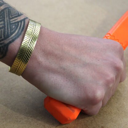 Brass Tibetan Bracelet - Wide Tribal Leaf X 1 - Image 4