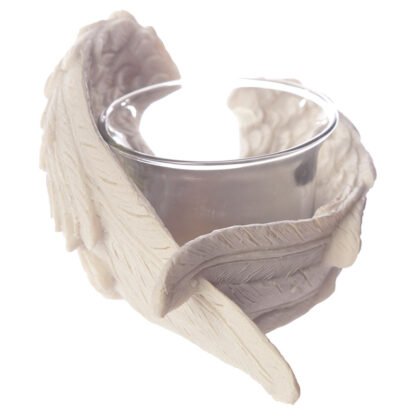 Winged White Angel Resin and Glass Votive Holder 1 Pack - Image 2
