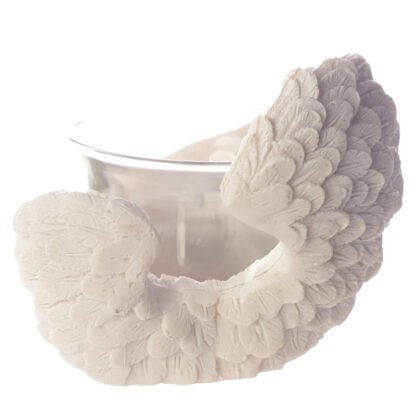 Winged White Angel Resin and Glass Votive Holder 1 Pack - Image 4