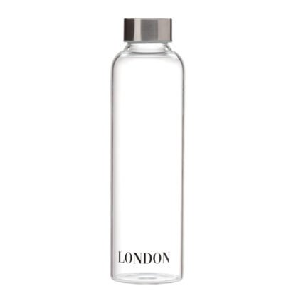 Reusable 500ml Glass Water Bottle with Protective Neoprene Sleeve - London Icons 1 Pack - Image 4
